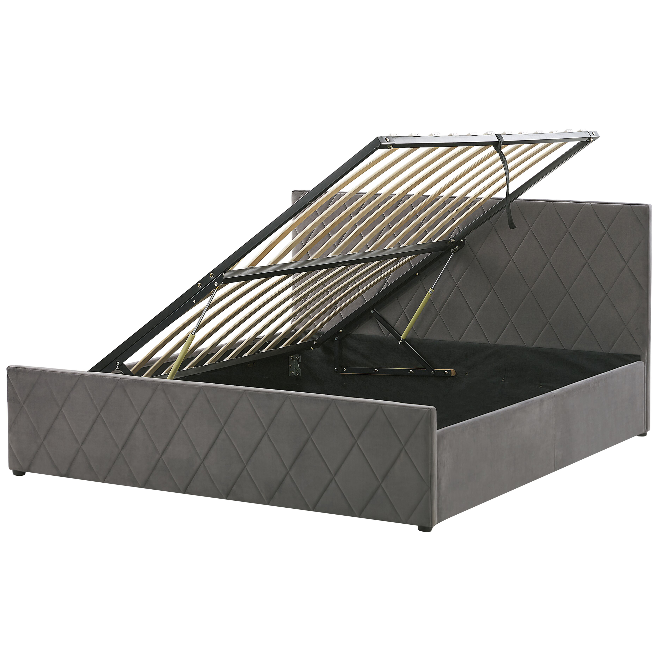 Letto contenitore Velluto ROCHEFORT 180 x 200 cm Grigio - 8