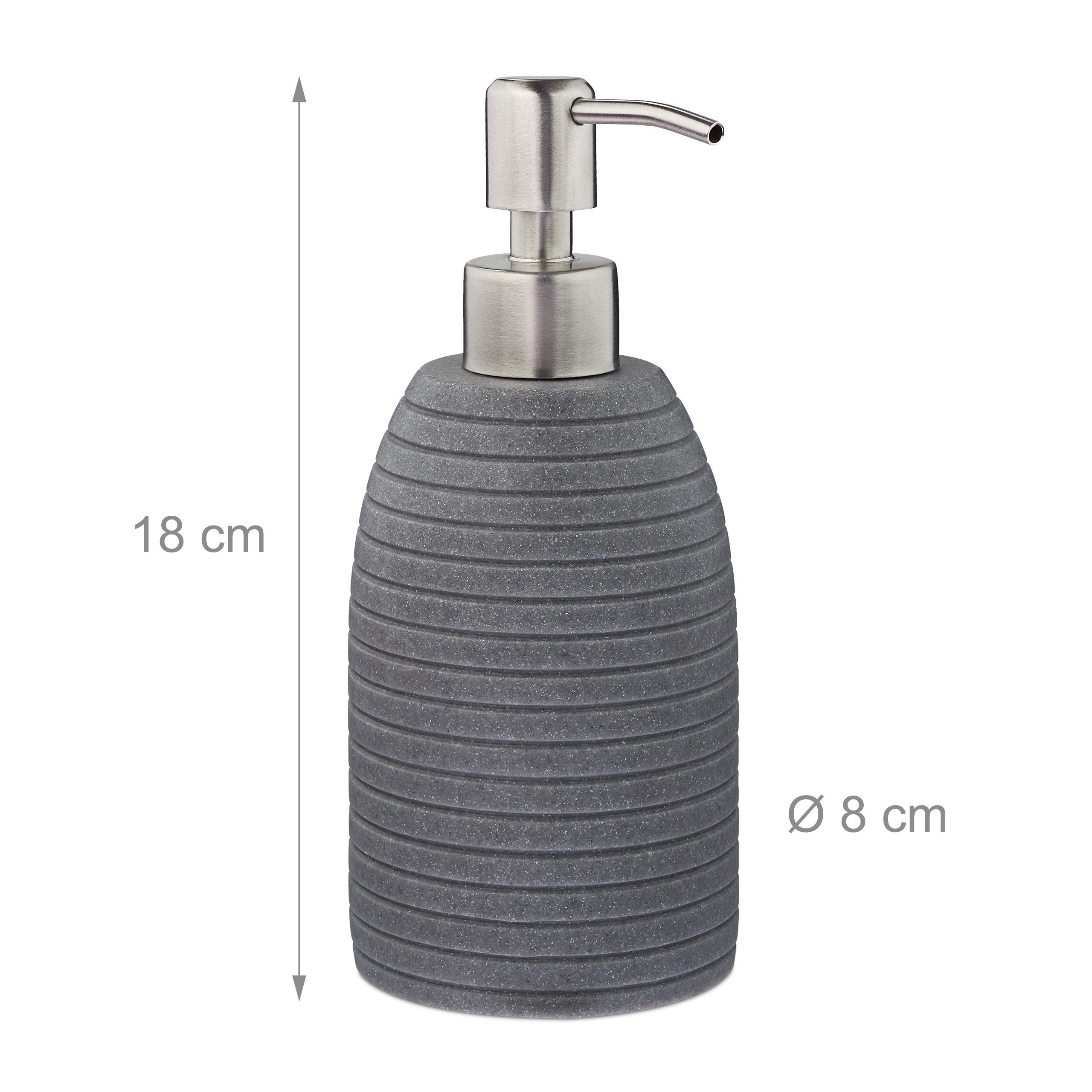 Porte-savon liquide, rechargeable, salle de bain, cuisine, distributeur shampoing, pompe en inox, gris, Relaxdays - 4