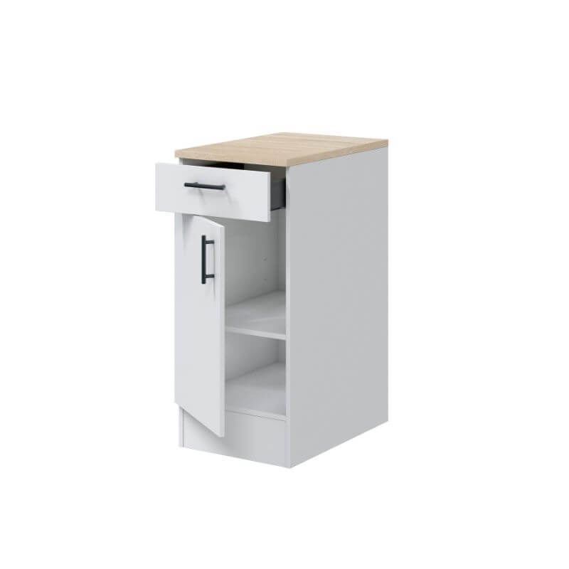 Mobelcenter - Mueble Bajo de Cocina de 40cm, Módulo 1 Puerta Reversible 1 Cajón, Acabado Color Blanco Brillo y Roble Canadian,40cm x 60cm x 90cm(1535) - 2
