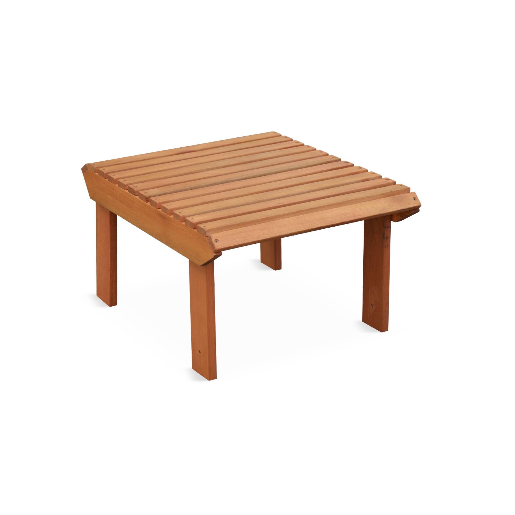 Lot de 2 fauteuils de jardin en bois avec un repose-pieds/table basse - Adirondack Salamanca - Eucalyptus. chaises de terrasse retro - 6
