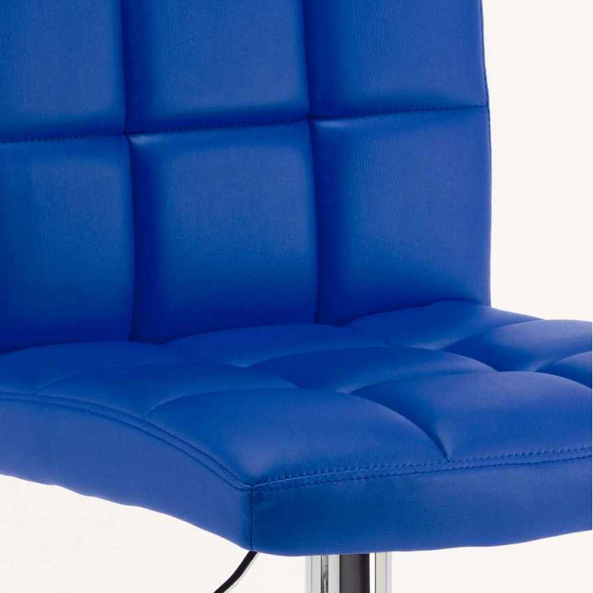 Tabouret de bar cuisine fixe pivotant réglable dossier repose-pied Atlanta - bleu - 5