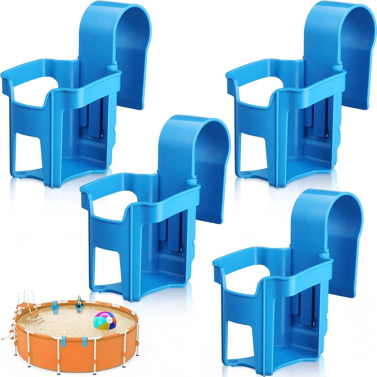 Set de 4 suporturi pentru pahare de piscină, Păstrează berea rece fără a vărsa, Potrivit pentru bucătărie, baie, piscină supraterană 4buc
