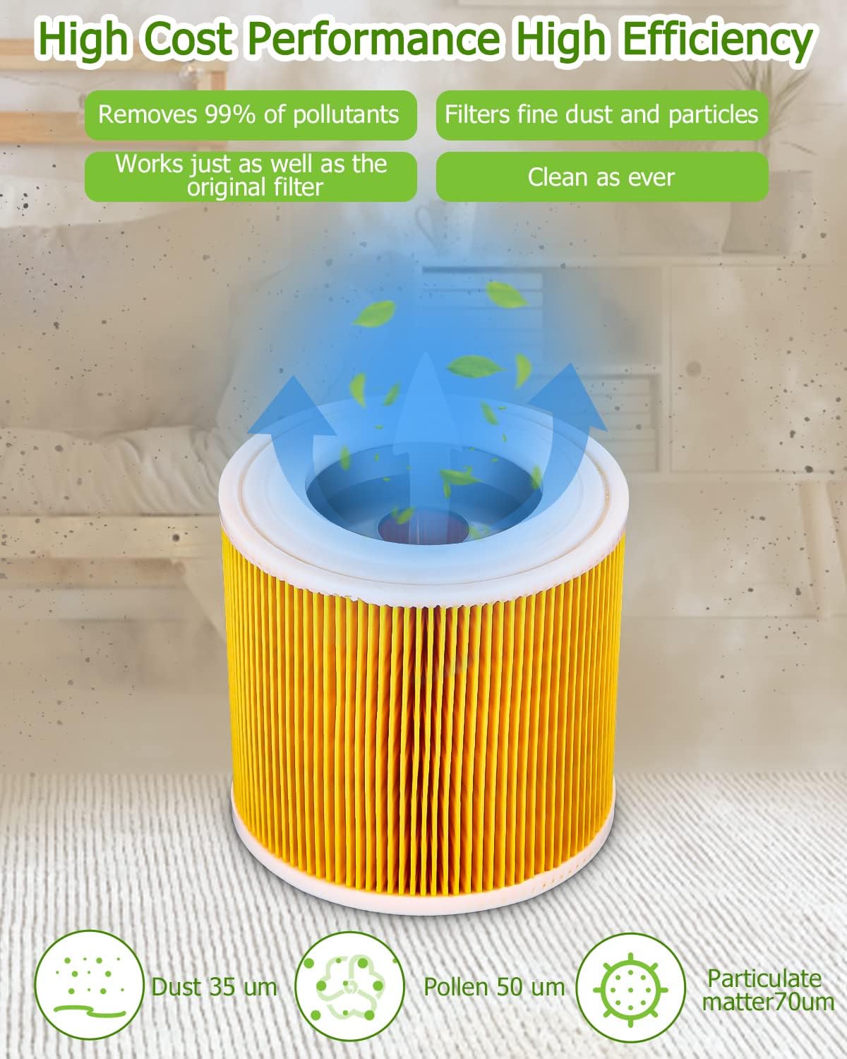 Lot de 2 filtres à cartouche pour Wd3 Premium Wd2 Wd3 Wd3p Wd3 Mv2 Mv3 Filtre Wd3 Filtre de rechange pour aspirateur Krcher 6.414-552.0/6414552 - 2