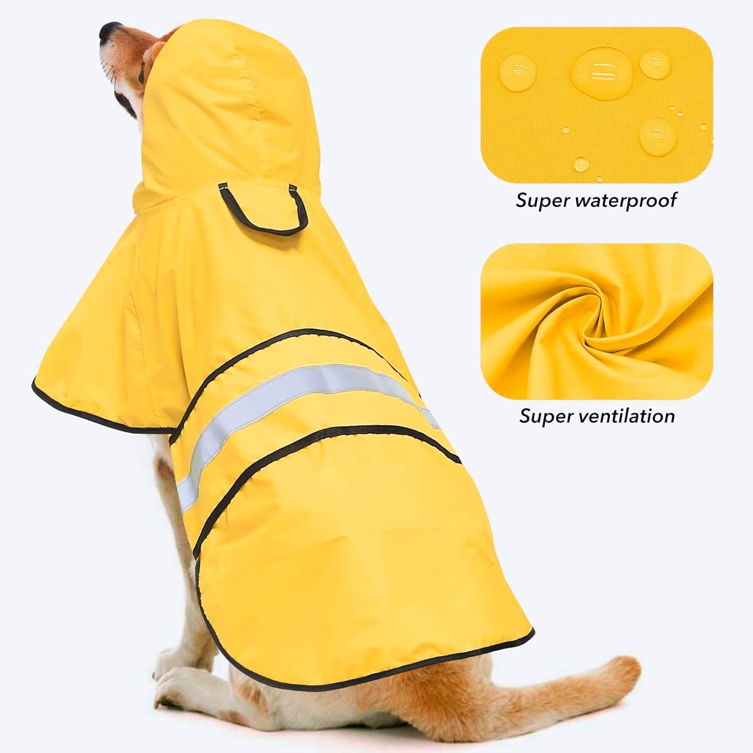 Imperméable Pour Chien, Veste De Pluie Réglable Pour Chien Avec Double Couche A Capuche Transparente Pour Chiots De Taille Moyenne Jaune Xxl 97096061