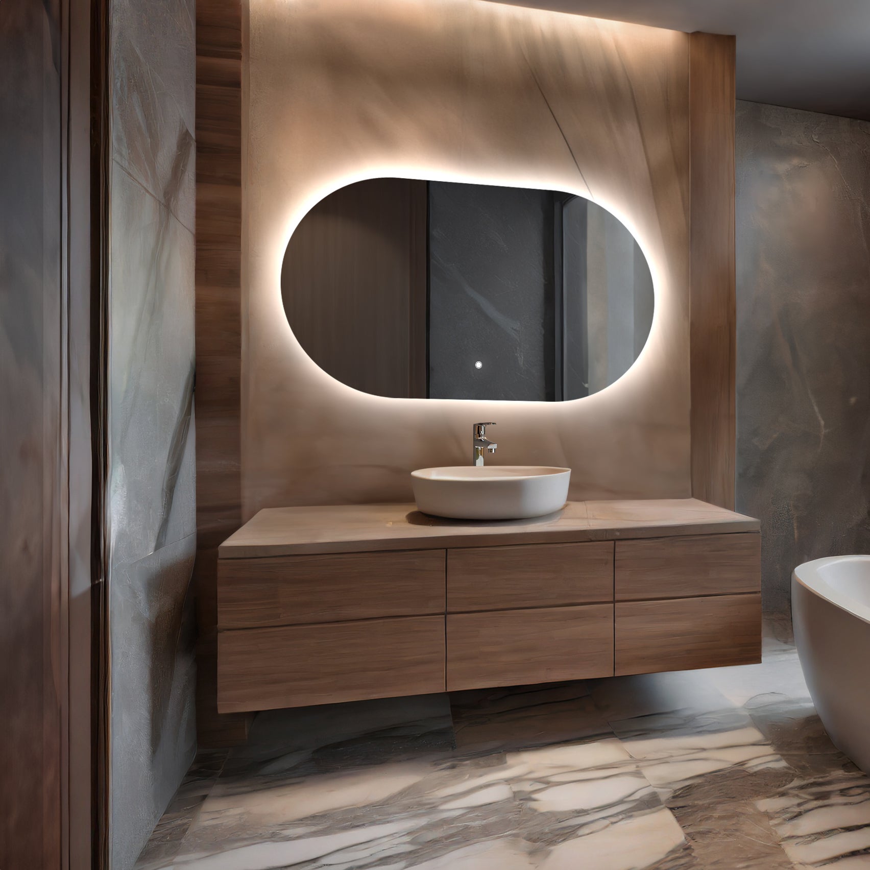 Miroir avec LED Illumination Salle de Bain - Ariana | 140x90 cm | Blanc Froid 7000K | Interrupteur Tactile - 2