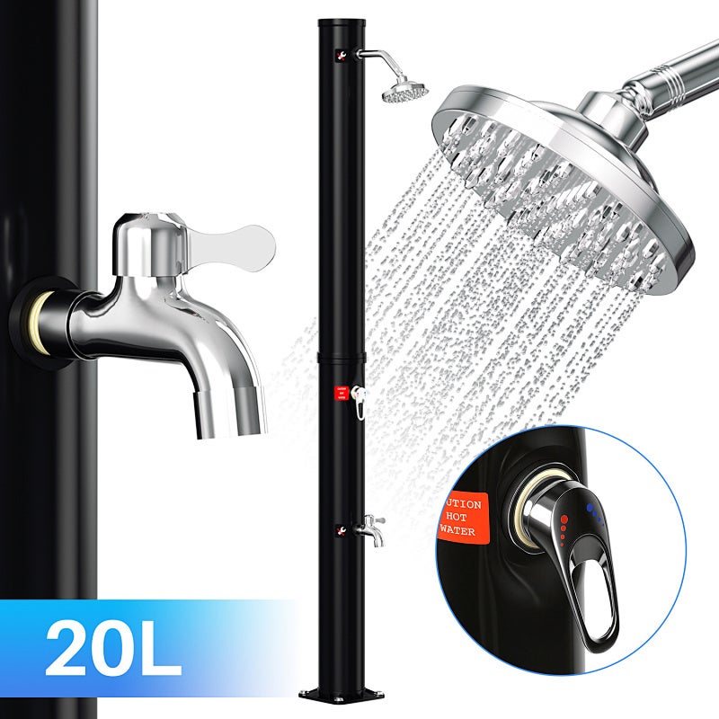 20L Solarny prysznic ogrodowy z PVC, 220cm Prysznic basenowy bez pokrowca ochronnego