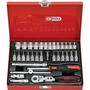 Coffret Douilles KS Tools 53 Pièces 1/4'' - Chrome-Vanadium - Cliquet 45 Dents - Pour Usage Pro Ou Perso