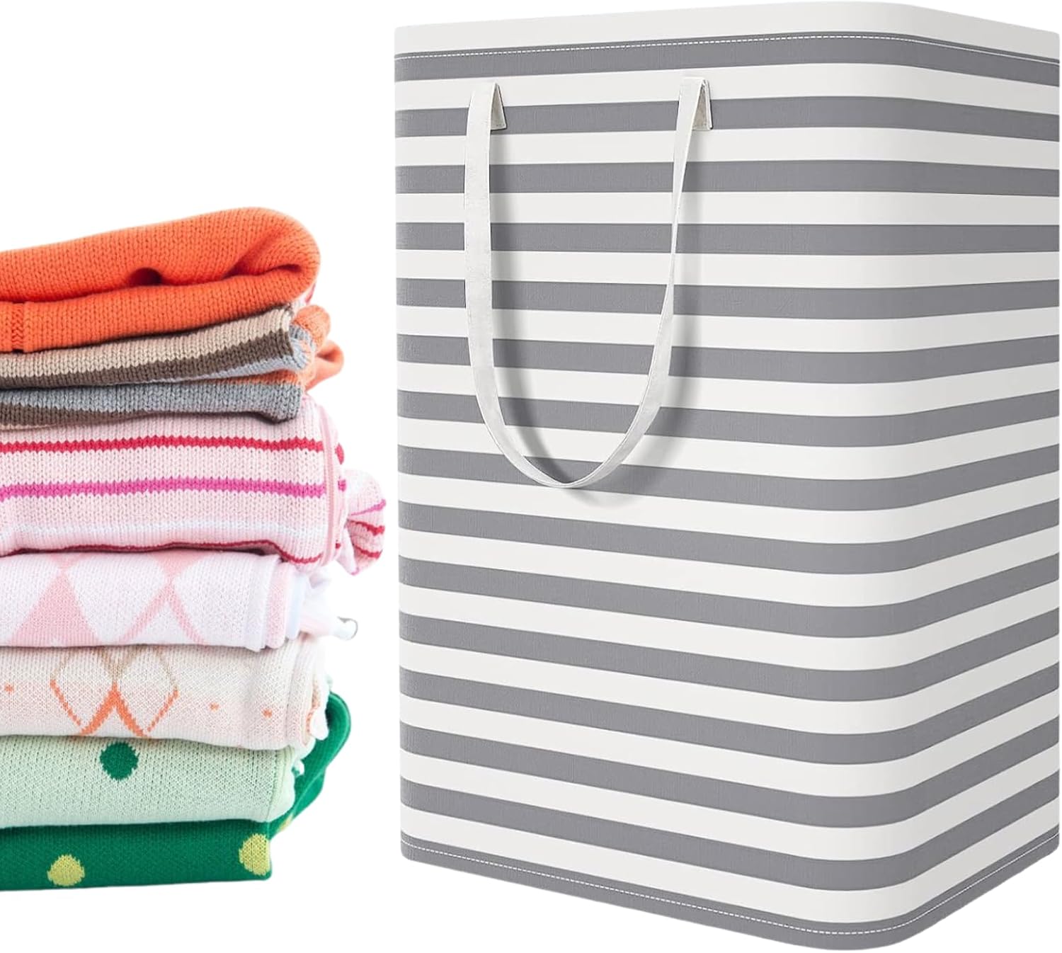 Grand panier à linge pliable et imperméable avec poignées - Pour vêtements sales, jouets, dortoirs universitaires, crèche, salle de bain