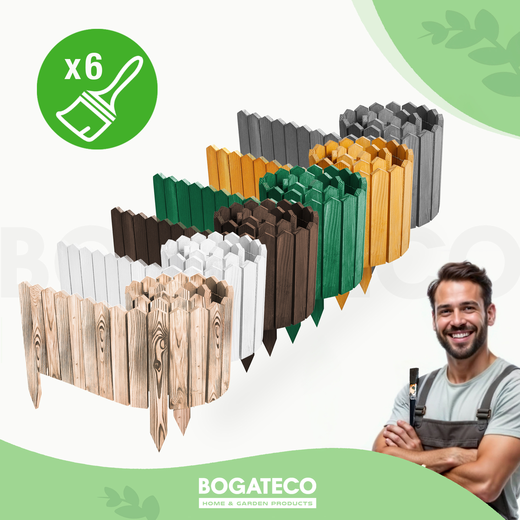 Rollborder lattes en bois | 10 cm de haut et 200 cm de long | Clôture en bois | Clôture parfaite comme bordure de jardin en osier | anthracite - 5