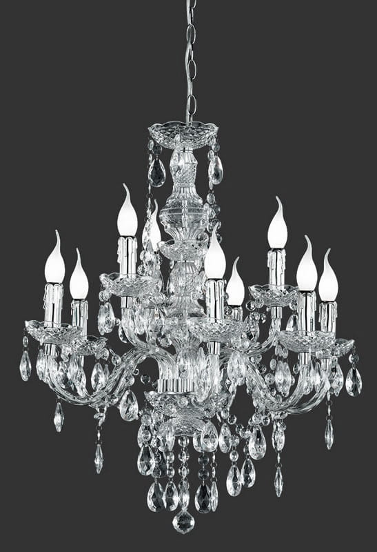 Lampa wisząca Lüster srebrno-przezroczysty 9xE14x40W kryształowy wym: 192 x 61 x 61 cm kryształ RL