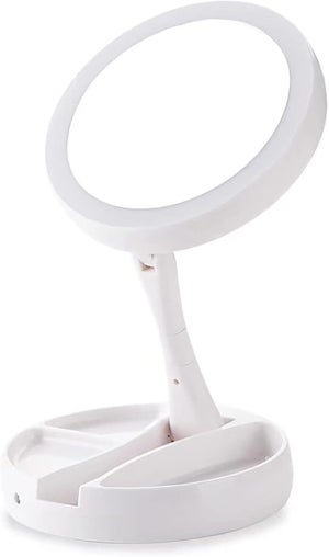 Miroir de maquillage lumineux avec 16 lumières LED, rotation libre à 180 degrés, écran tactile, luminosité réglable, batterie USB, double alimentation, miroir de beauté (noir Miroir de maquillage lumineux avec 16 lumières LED, rotation libre à 180 degrés, écran tactile, luminosité réglable, batterie USB, double alimentation, miroir de beauté (noir