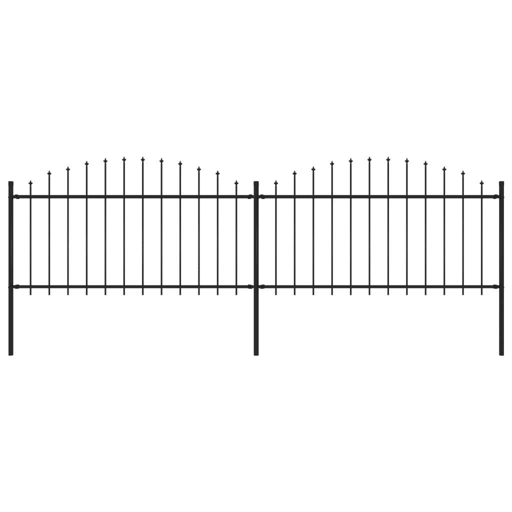 Clôture De Jardin En Acier Noir 181 X 120 Cm – Avec Pointes De Lance, Poteaux Inclus – Robuste, Décorative Et Facile à Monter – Idéale Pour Allées, Terrasses Et Enclos