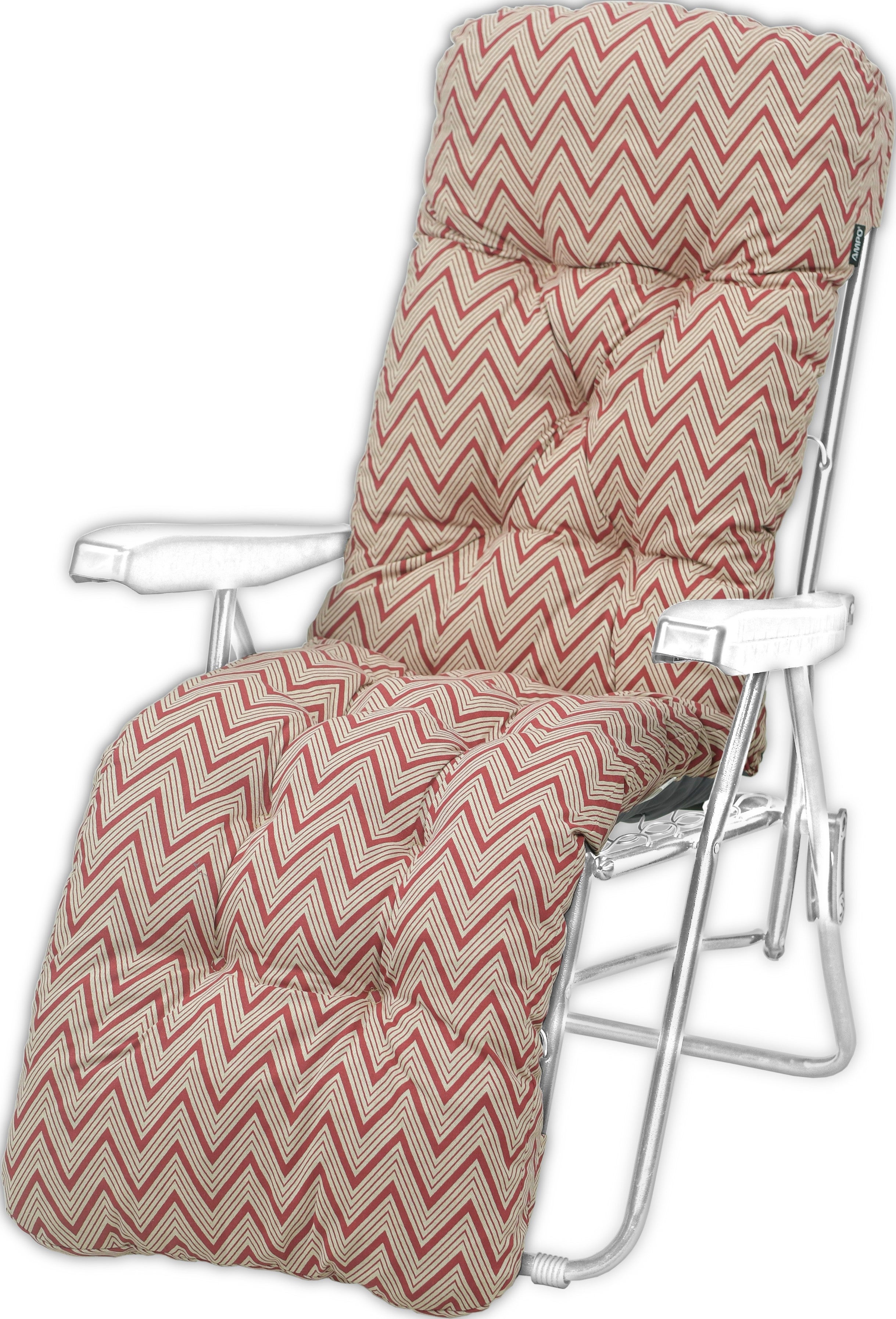 Poduszka ogrodowa na leżak z podnóżkiem AMPO beżowy czerwony 1 szt.