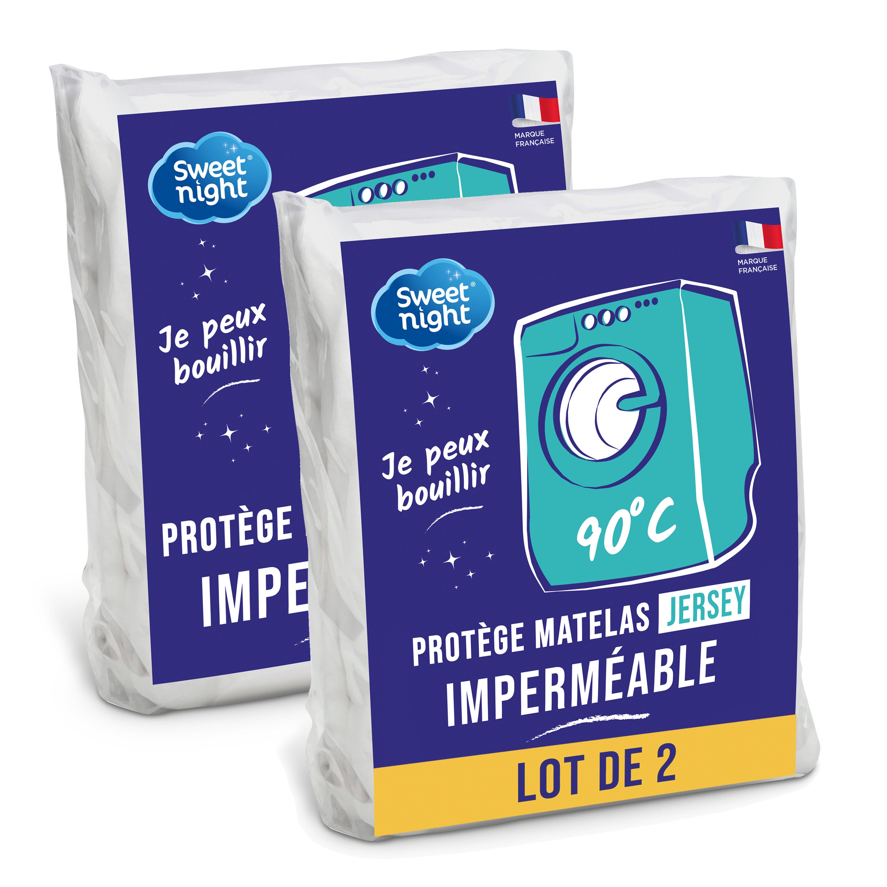 Lot De 2 Protège-matelas Imperméables 160x200 Cm - Bonnet 35cm, Anti-acariens, Lavable Machine