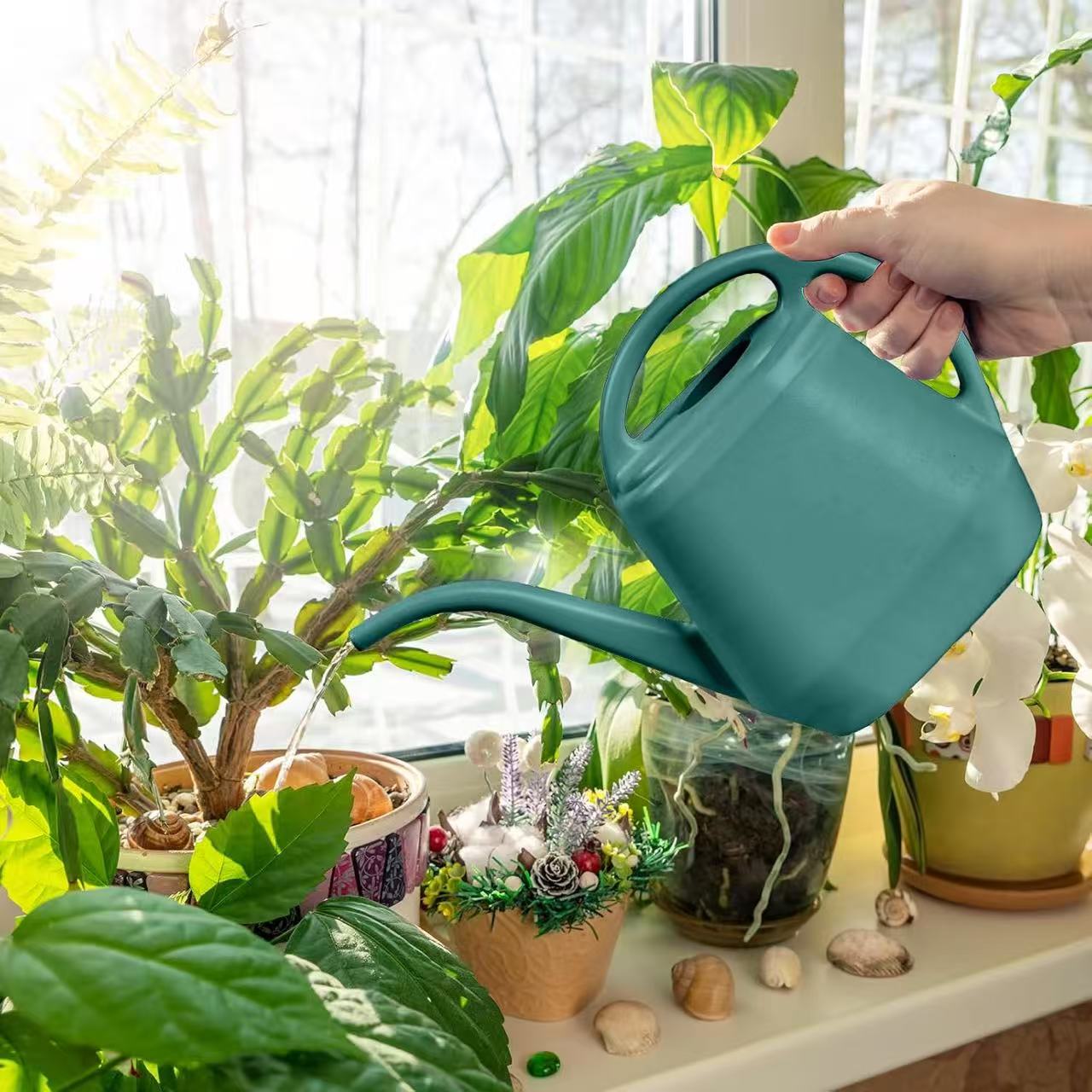 BEAFACE Lot de deux arrosoirs de jardin - 4L,pulvérisateur à long bec, convient aux plantes d'intérieur et d'extérieur, aux potagers et aux plantes. - 6