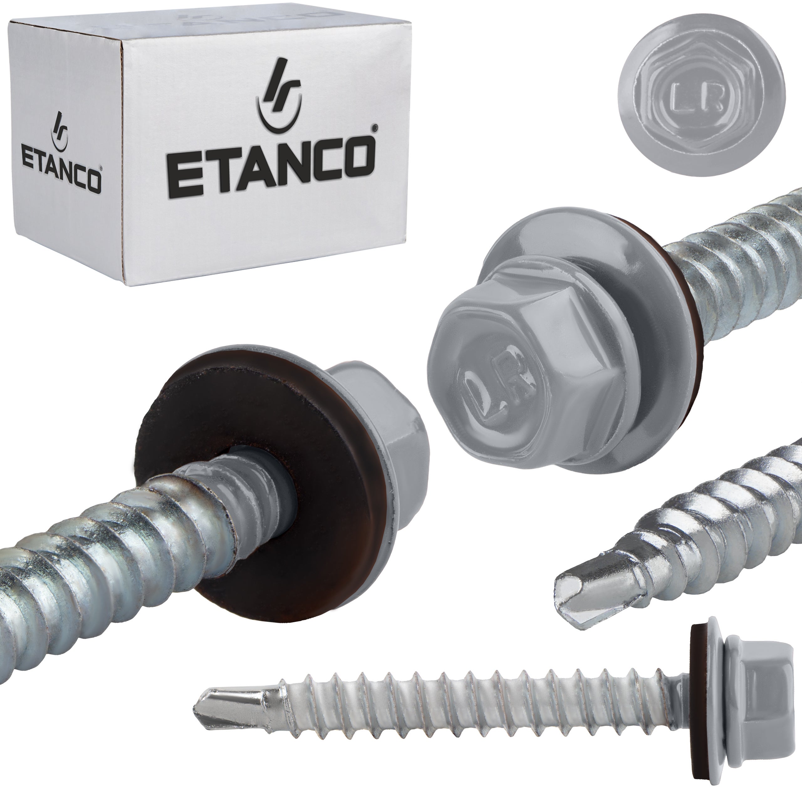 Wkręty farmerskie Etanco GTF HD Z16 6,4x50 mm RAL 9006 samowiercące 100szt