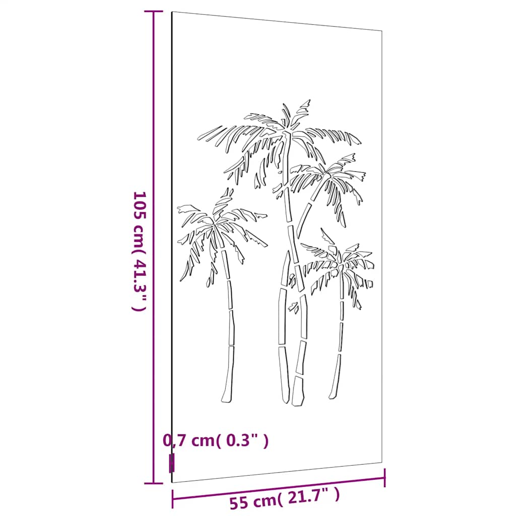 Décoration murale jardin 105x55 cm acier corten design palmier vidaXL - 3