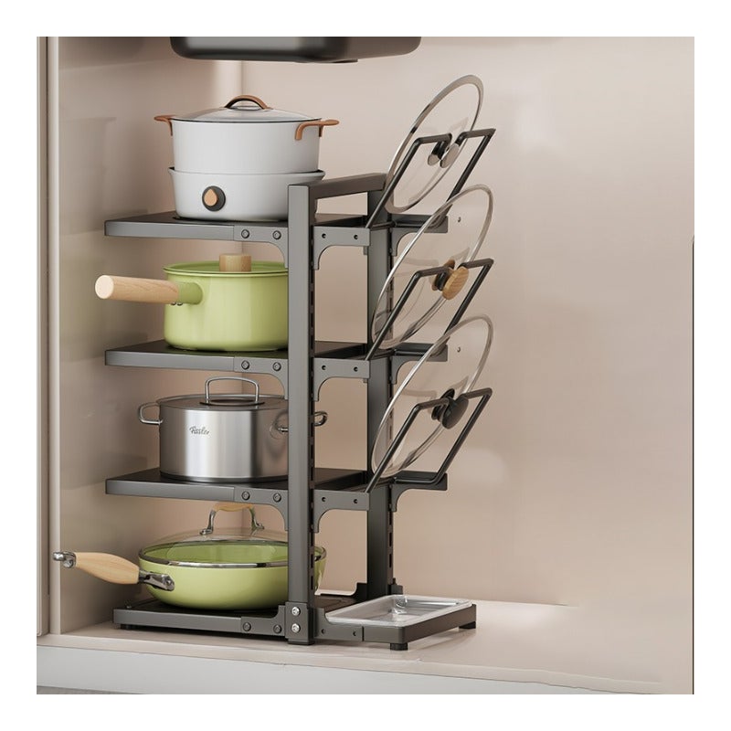 Półka kuchenna, stojak na garnki z wieloma poziomami, 4-poziomowy pojemnik na przybory kuchenne, czarny, 37*22,6*53 cm