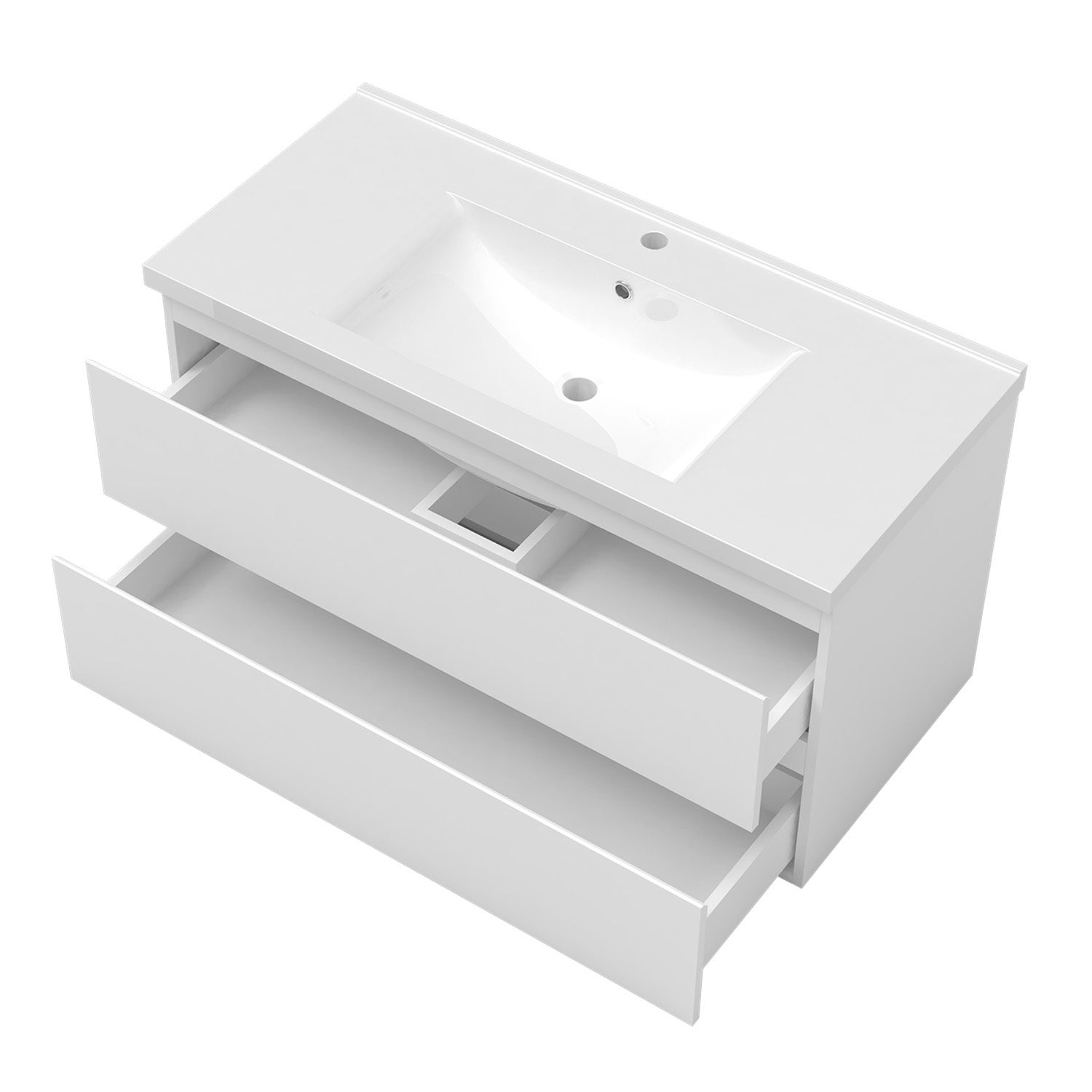 Ensemble meubles salle de bain 100cm simple vasque + miroir Chêne Wotan, OCEAN - 2