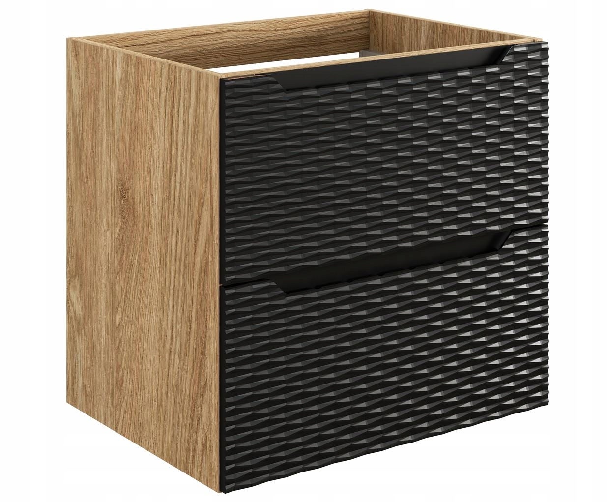 Szafka łazienkowa OCEAN 60 cm czarna dąb olejowany front 3D MDF wisząca