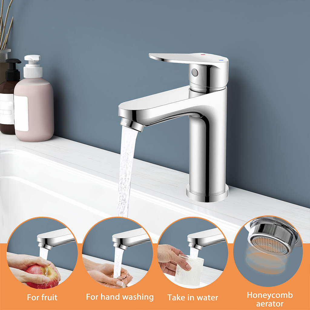 Rubinetto Lavabo Monocomando In Acciaio Inox - Con 2 Tubi Flessibili, Design Moderno Per Bagno - Foto 12