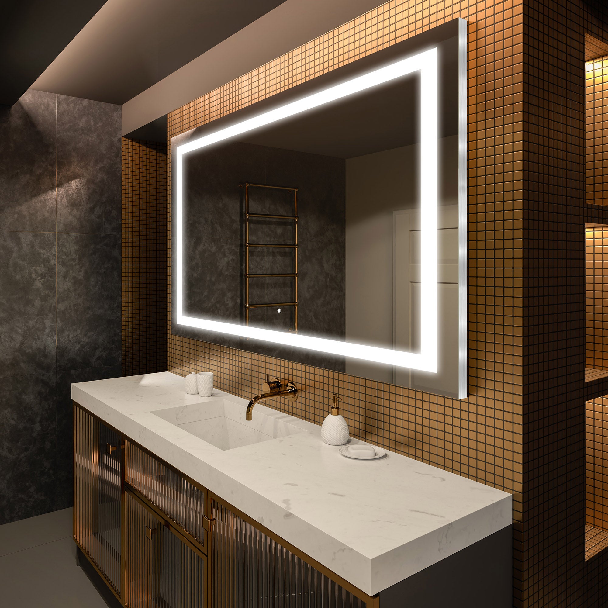 Lustro Premium z podświetleniem LED do łazienki (200x100cm) Podświetlane lustro LED z podświetleniem dotykowym
