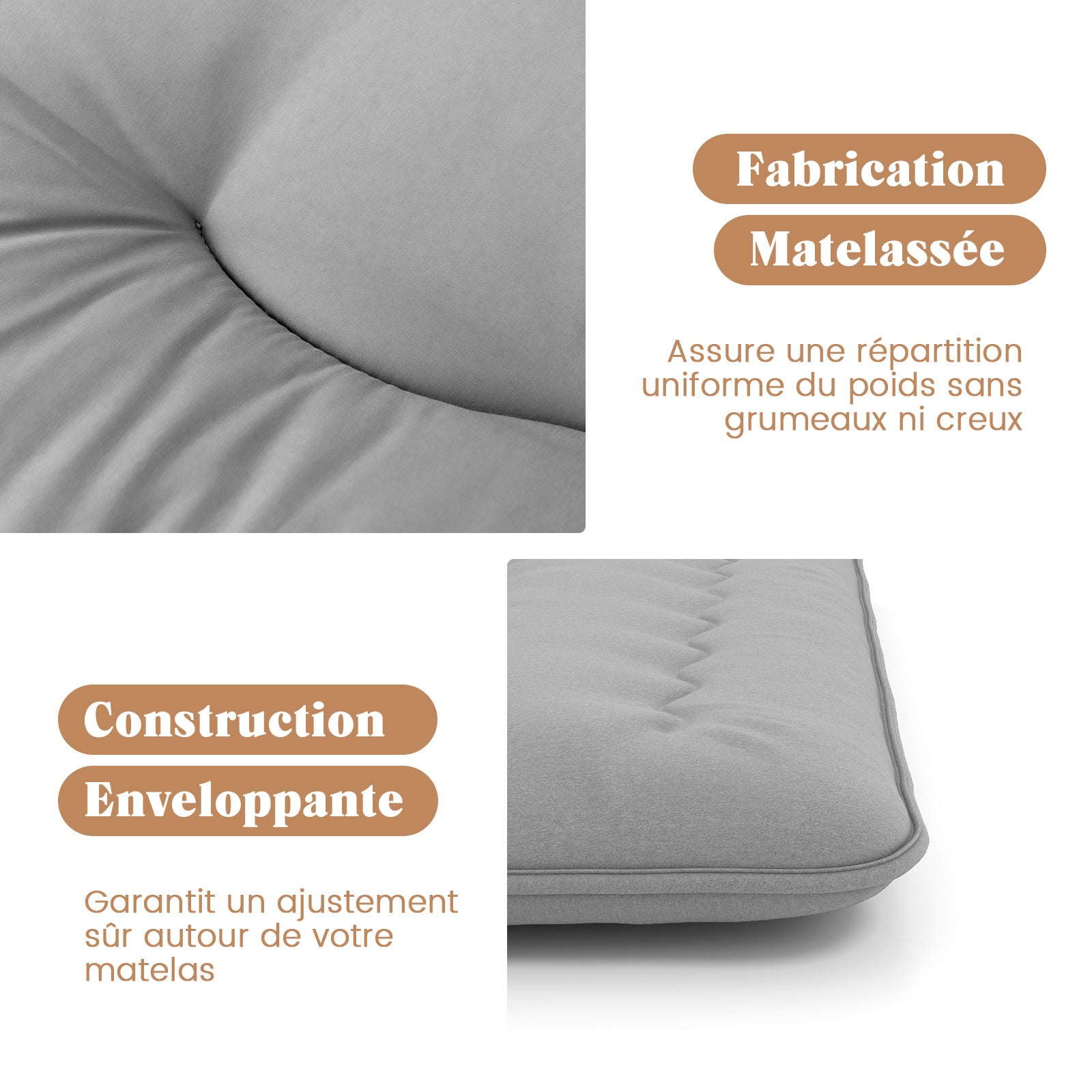 Matelas Futon Portable Pliable, Matelas Futon Japonais 90 x 200 cm, Housse Lavable,d'Invités (Gris) - 7