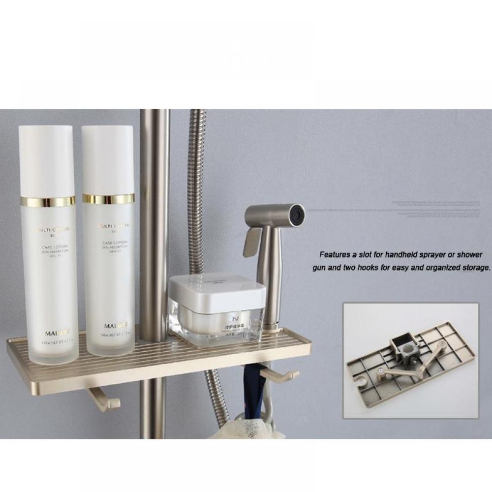 Set Doccia Multifunzionale in Rame - Doccia a Pioggia + Doccia Manuale + Spruzzatore + Ripiano Portaoggetti, Soluzione Versatile per il Bagno - 8