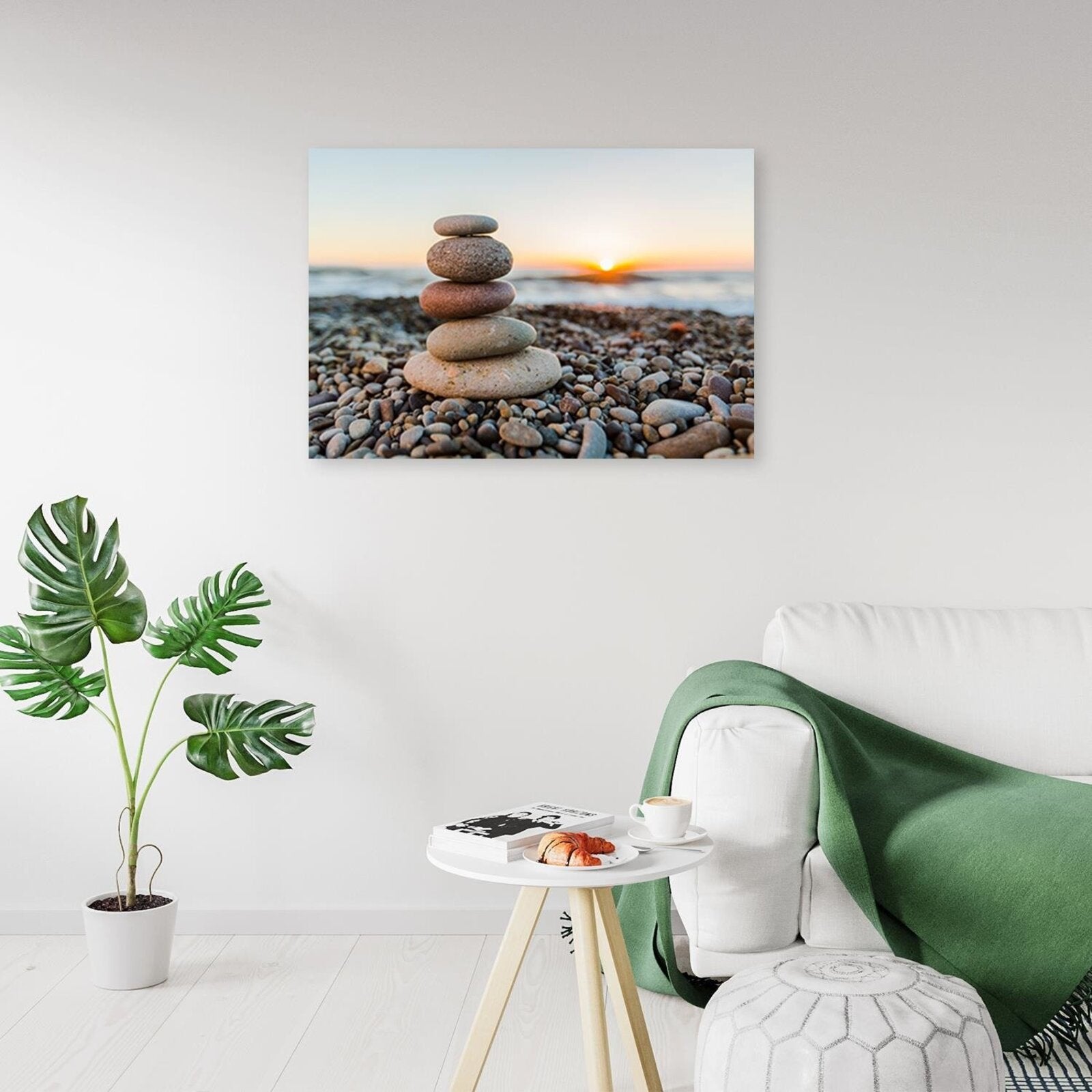 Tableau bois coucher de soleil zen - 60 x 40 cm - 3