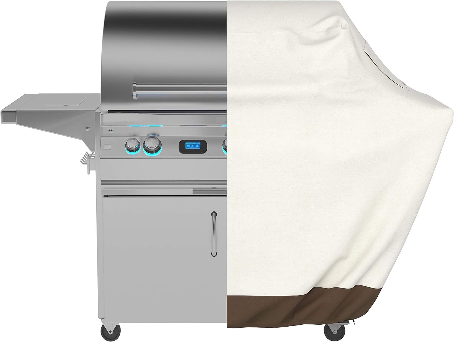 Housse Barbecue, Barbecue Bâche de Protection BBQ, Couverture de Grill Anti-Vent/Anti-UV/Anti-l'eau/Antipoussière 145x61x117cm - 4