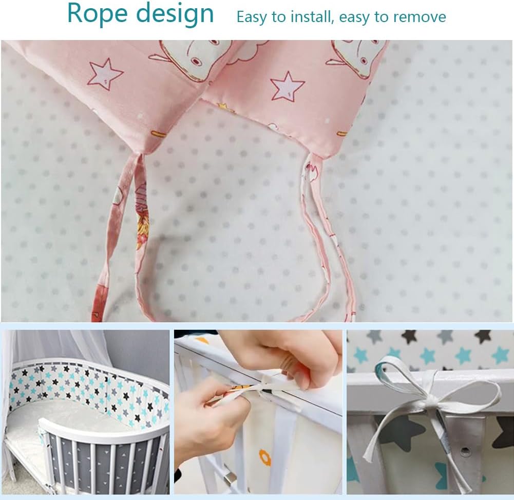 180 x 28 cm Lit bébé cabane, tour de lit pour bébé, doublure en maille sécurisée pour la circulation de l'air, convient à tous les types de lits - 3