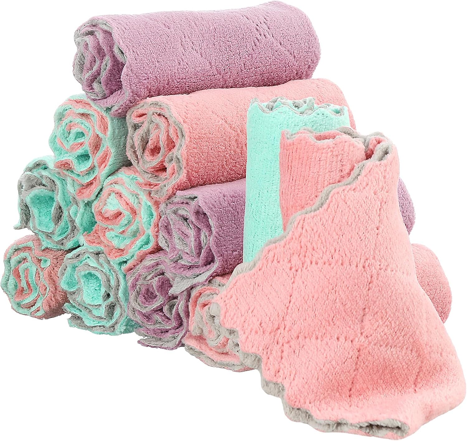 Zestaw 12 ściereczek czyszczących z mikrofibry – 25 x 25 cm – Ultra chłonne – Wielokrotnego użytku – Do samochodu, kuchni, łazienki