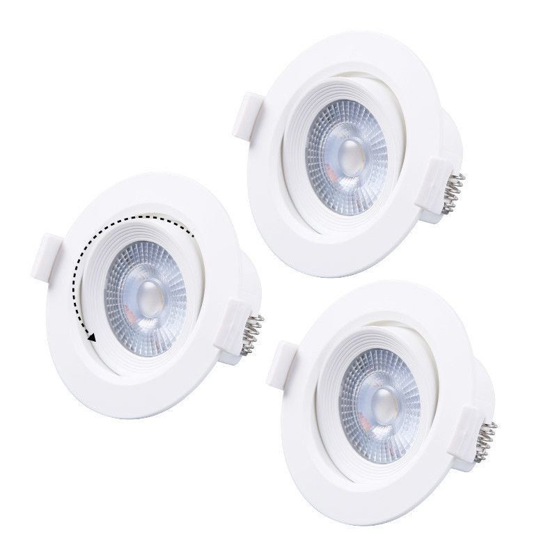 Spot LED Encastrable 90mm - 5W - Blanc Chaud 3000K - Pack de 3 - Orientable - 4