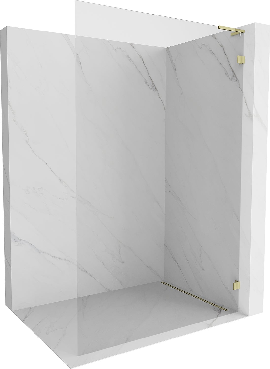 Mexen Lunar L ścianka prysznicowa Walk-in prawa 60 x 200 cm, transparent 8 mm, złota - 830L-060-000-50-00-P