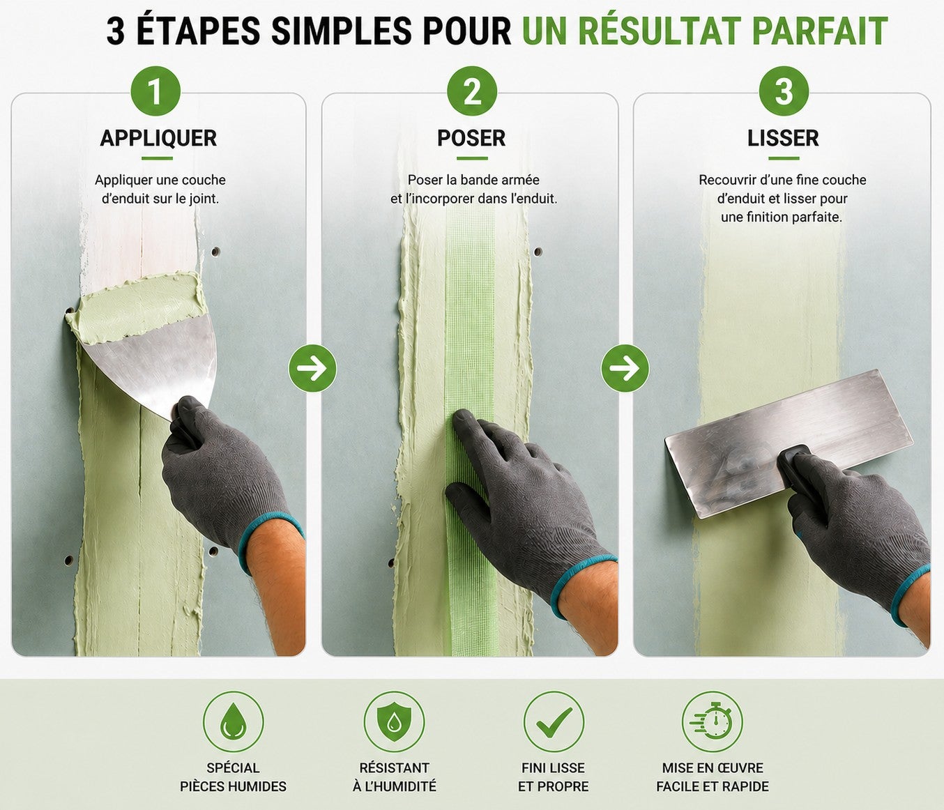 SEMIN Pack Hydro plaques de plâtre - Enduit CE 78 Hydro Sac de 5kg + Bande à Joint Hydro 30 m - Spécial pièces Humides - 10 m² - 5