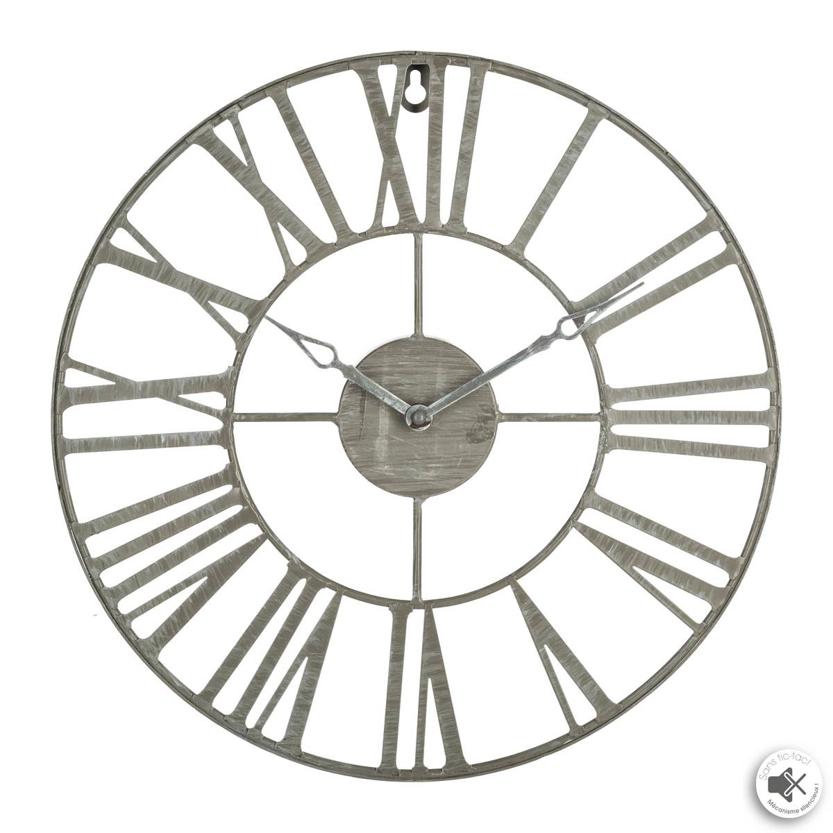 Reloj 'vintage' gris - metal d. 37 cm - atmosphera créateur d'intérieur