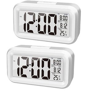 TedGem Sveglia Digitale, Sveglia con Proiettore Sveglia Digitale da Comodin, 3,8 LCD Number Clock 4 Luminosità, 9 Min Snooze, 2 Suoni Allarme, per Camera da Letto, Ufficio, Cucina (Bianco