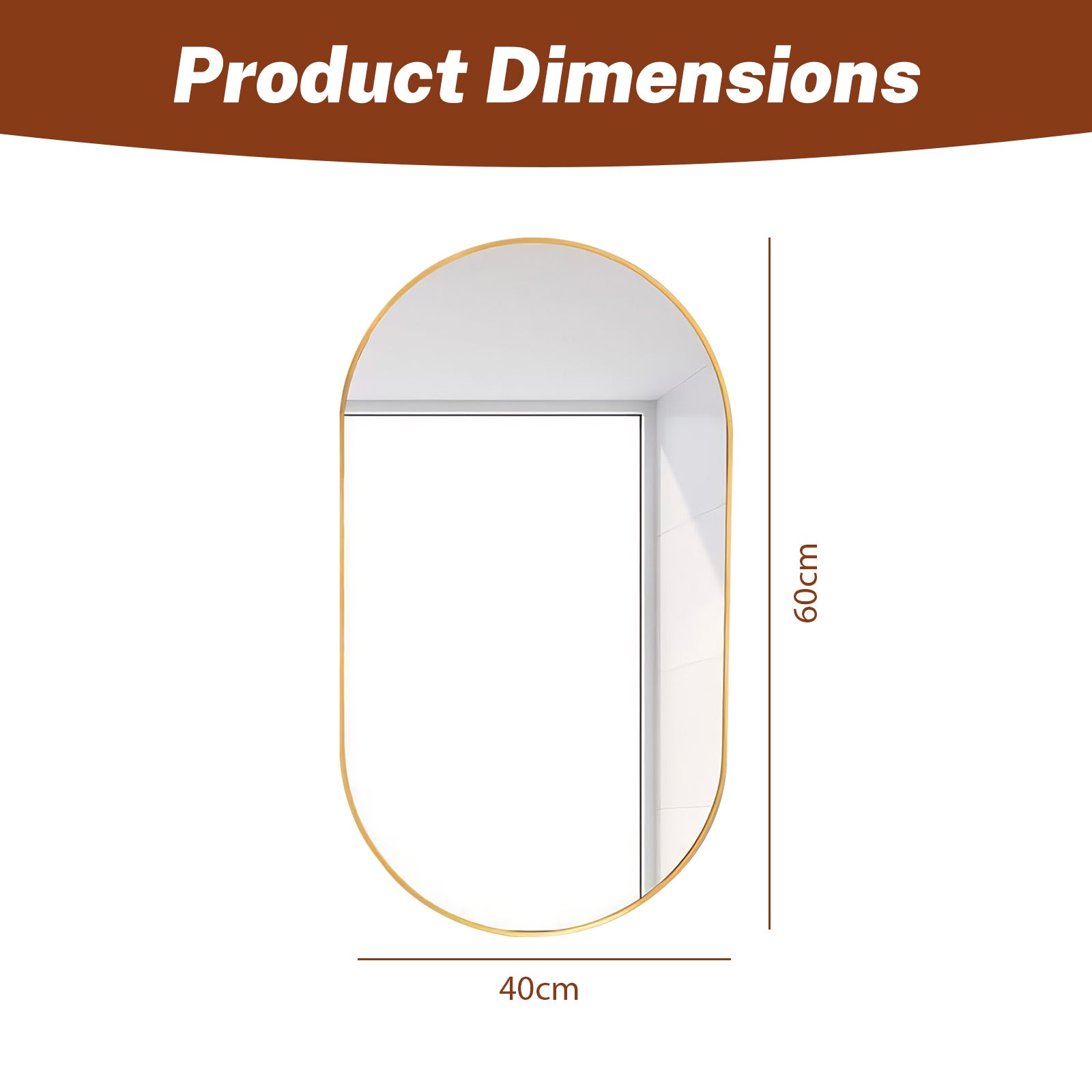 Miroir ovale 40x60 cm en verre haute qualité anti-éclats pour reflet net et protection optimale - 2