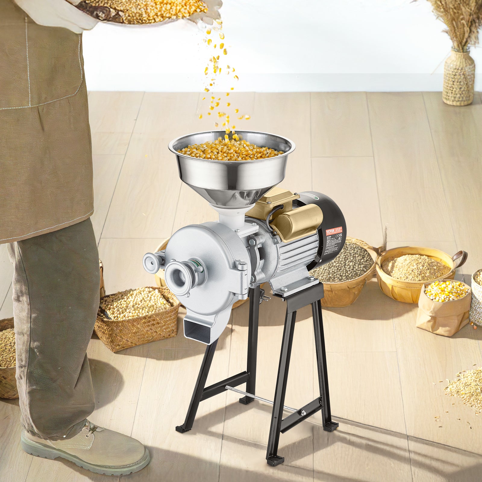 Moulin à grains électrique,VEVOR 3000W,moulin à farine humide et sec,épaisseur réglable,acier inoxydable,broyage rapide des grains,épicesM - 8