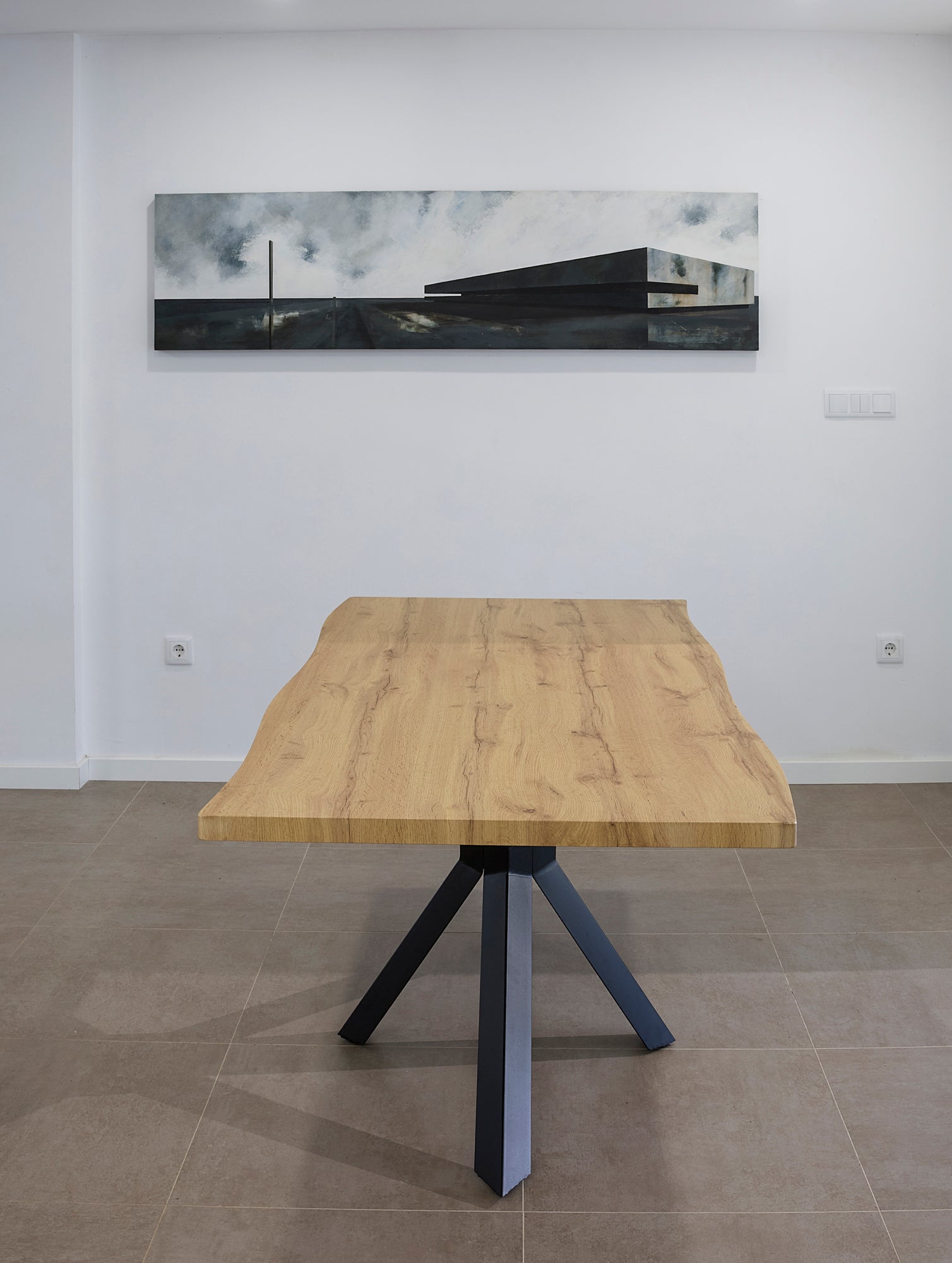 DUPI Mesa de Comedor Fija Nordic, Efecto Madera Natural, Patas Metálicas Grafito, Diseño Industrial, 180x90 cm - 4