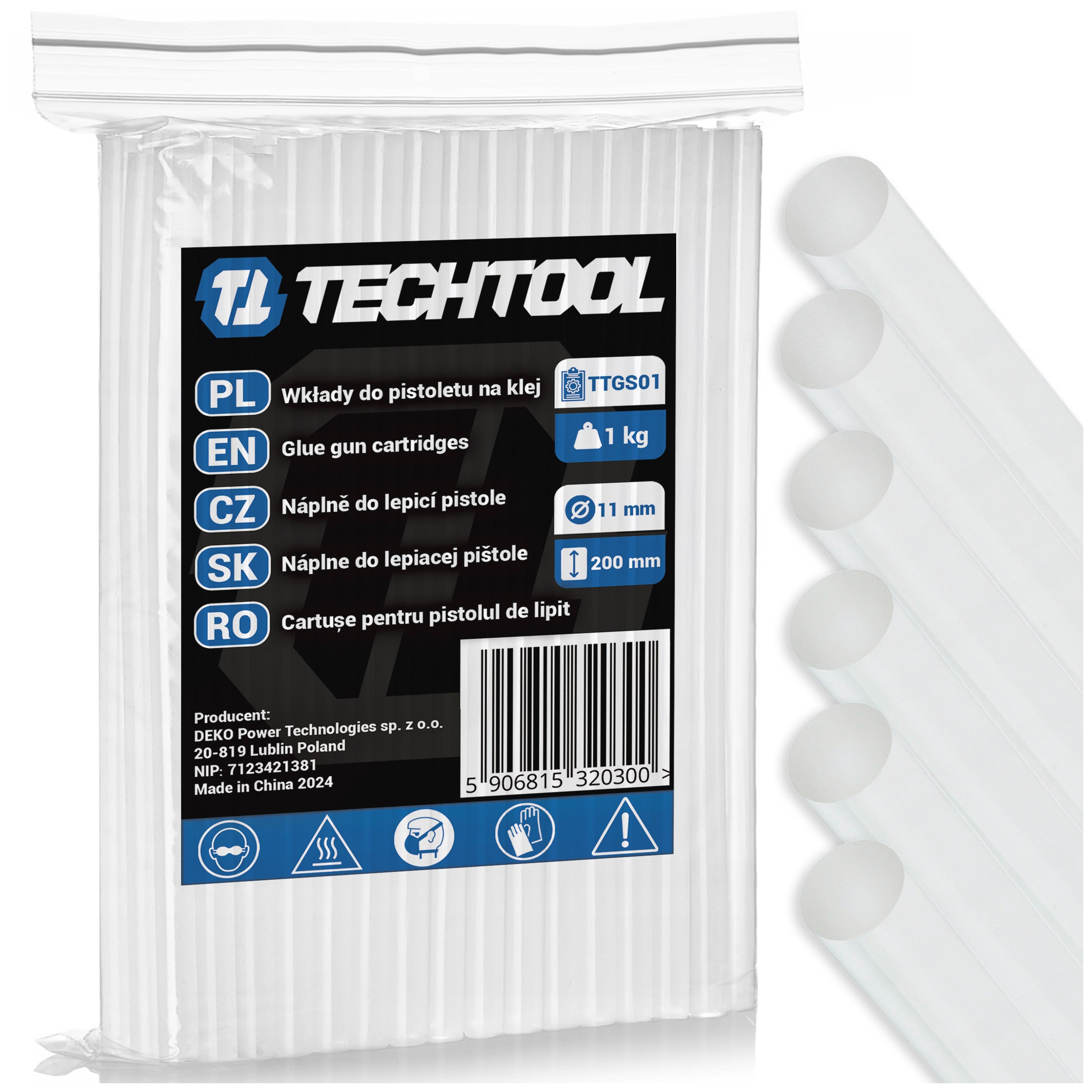 Klej na gorąco wkłady TECHTOOL TTGS01 do pistoletu 52 sztuki