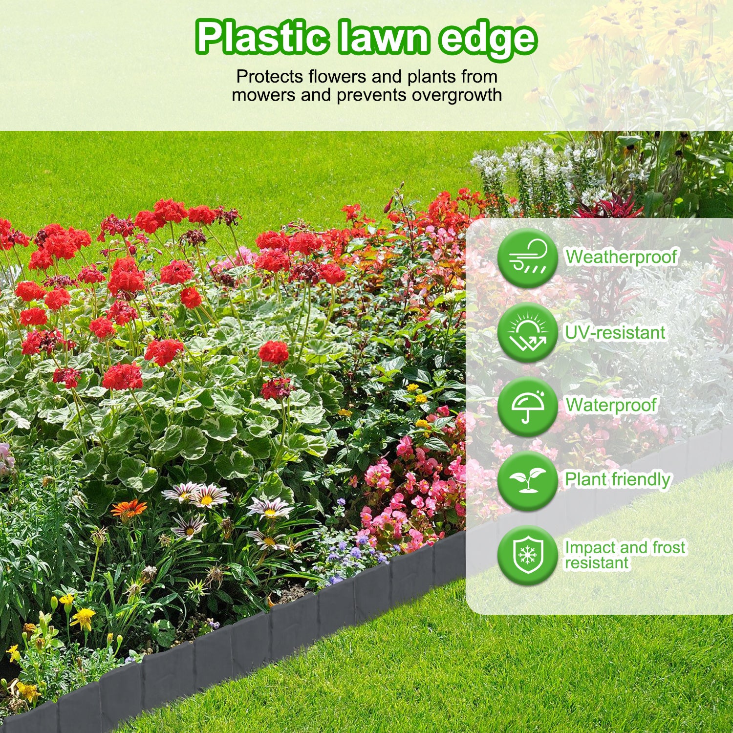 20 pièces Bordure de pelouse Effet Pierre bordure de parterre plastique pour jardin 5m Anthracite - 5