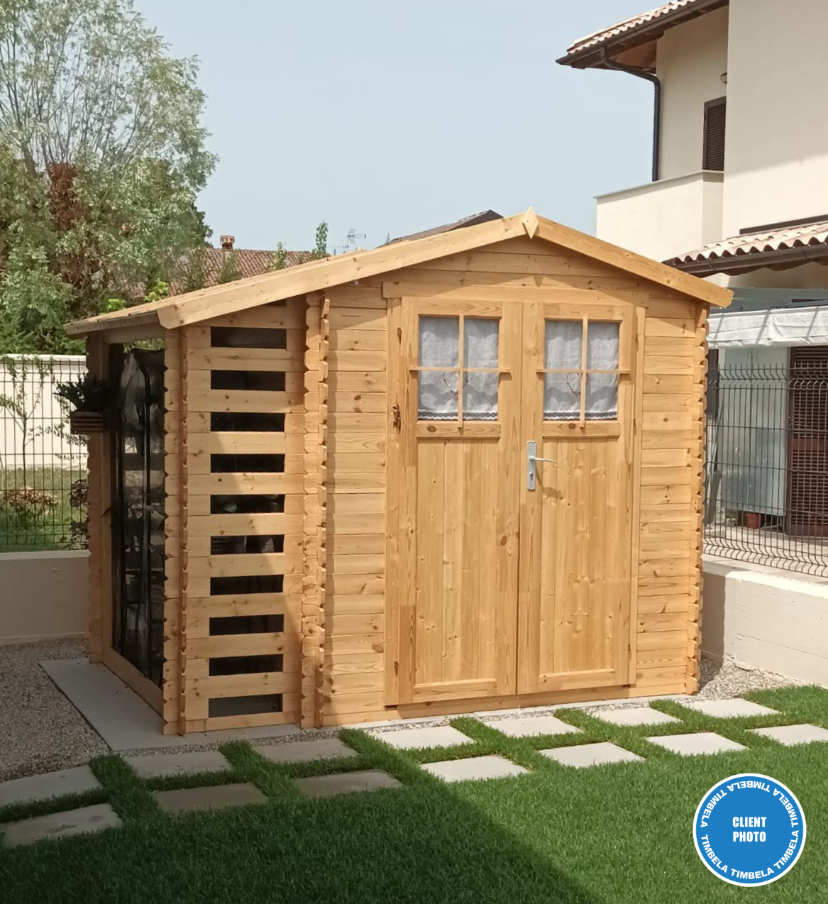 Drewniana szopa ogrodowa i zewnętrzny schowek na drewno Z PODŁOGĄ ZABEZPIECZONĄ I206xD272xW218 cm TIMBELA M386F+M386G - 6