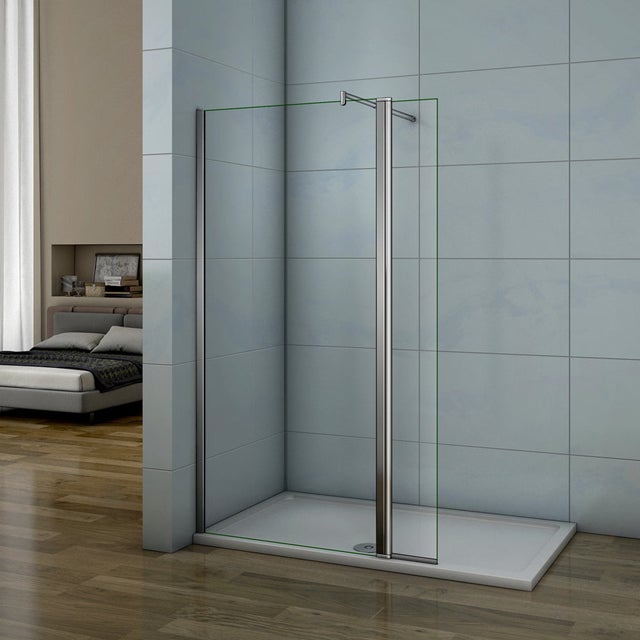Aica Paroi De Douche 60x200cm Avec Retour Pivotante 30 Cm Verre Anticalcaire Avec Barre De Fixation Extensible
