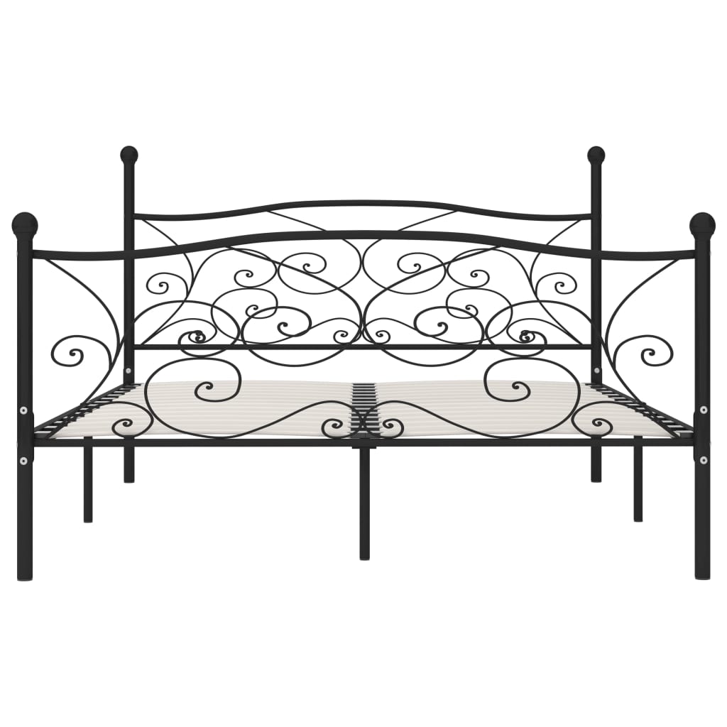 Maison Exclusive - Estrutura de cama com estrado de ripas 200x200 cm metal preto - 3