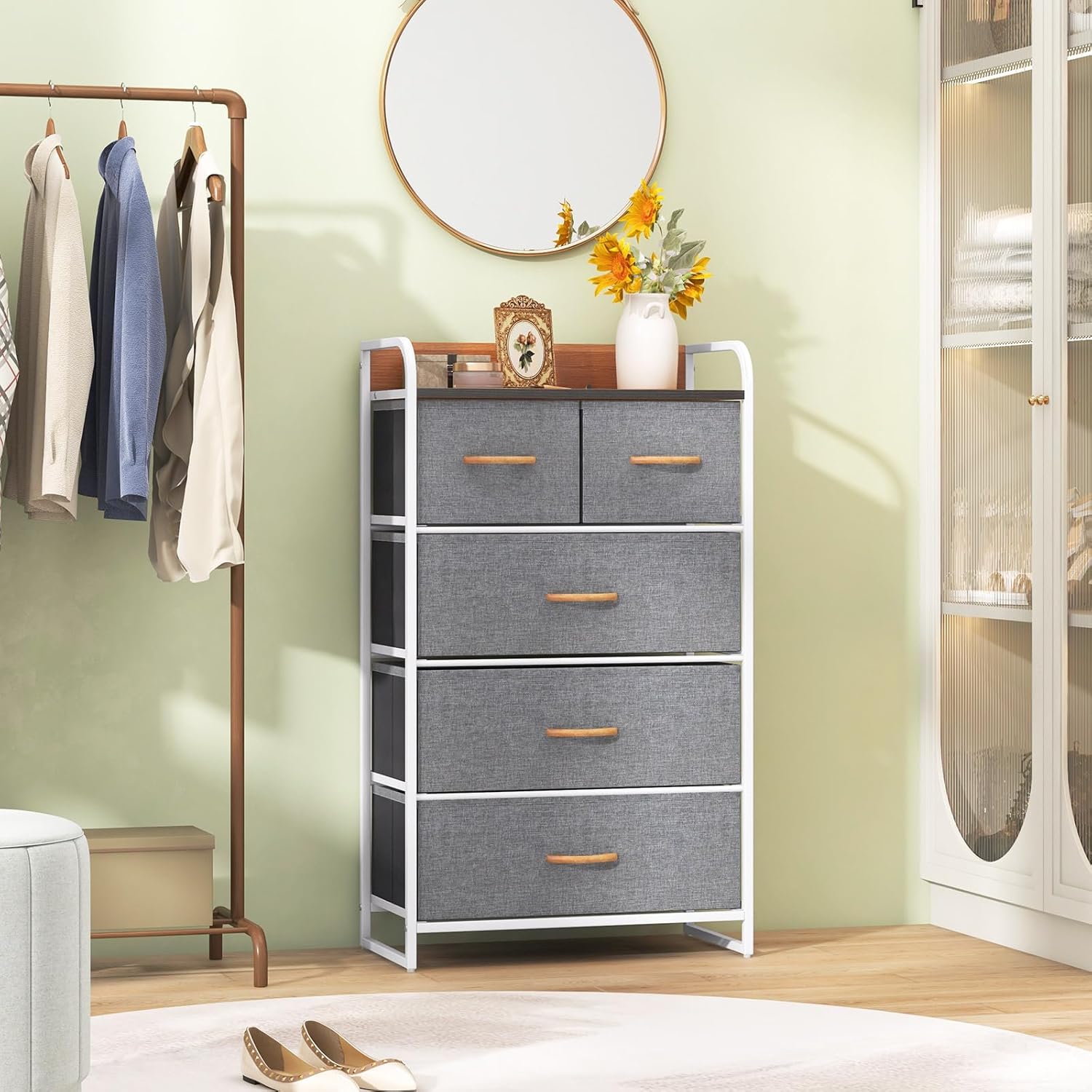 Yaheetech Commode en Tissu de Rangement avec 3 Tiroirs Grand Espace de
