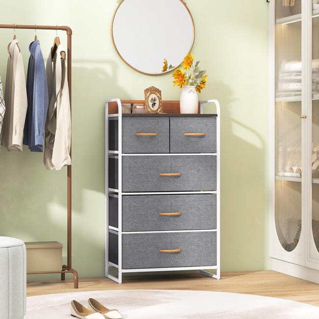 Yaheetech Commode en Tissu de Rangement avec 3 Tiroirs Grand Espace de Yaheetech Commode en Tissu de Rangement avec 3 Tiroirs Grand Espace de