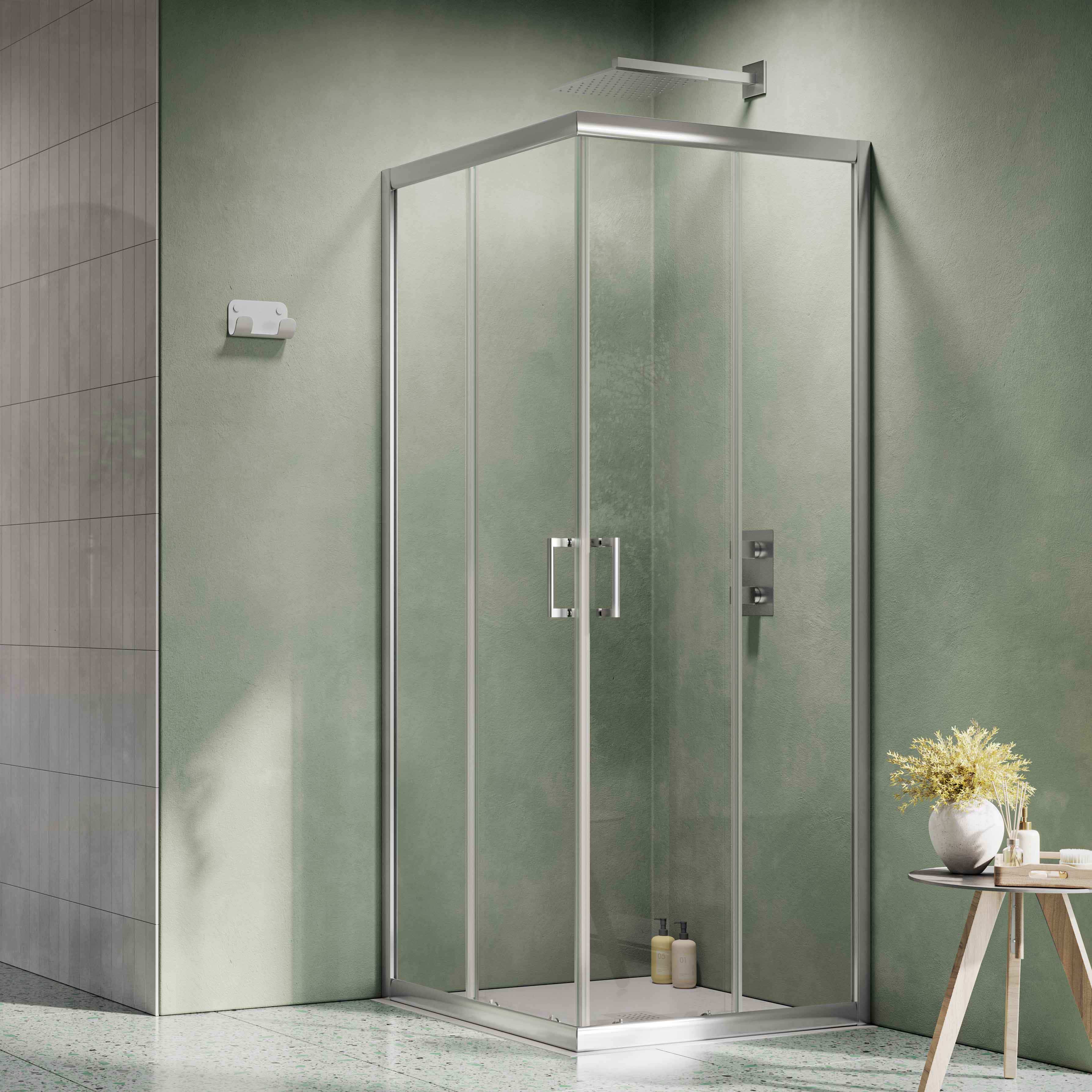 Siro - Box doccia ad angolo 100x70 cm 2 ante scorrevoli cromo/trasparente - 2