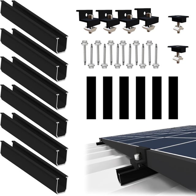 Support de Panneau Solaire, Kit de Montage Solaire, Fixation Panneau Solaire de 30 à 35 mm réglables, Solaire Photovoltaïque pour 2 panneaux,pour Ba