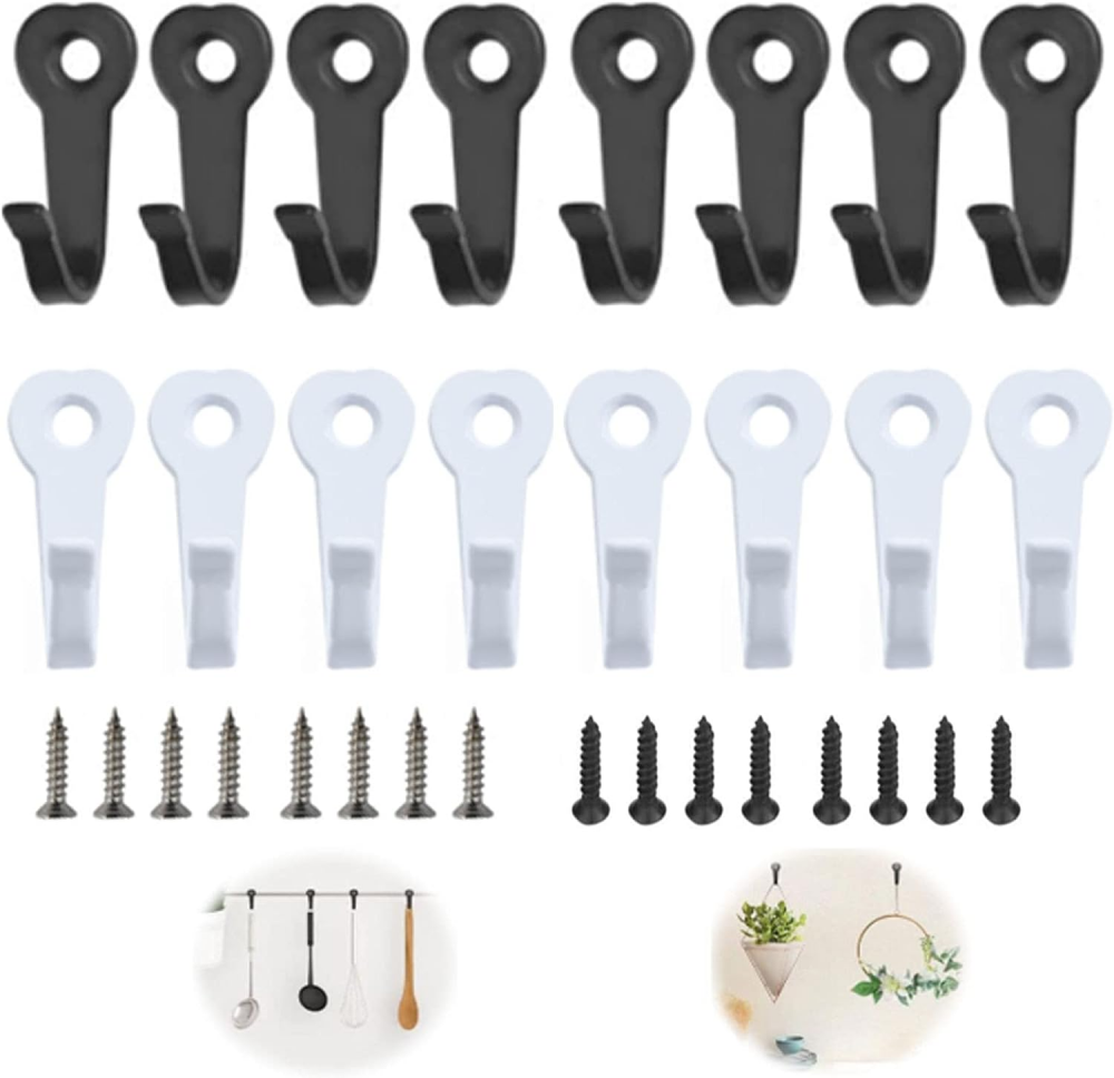 Wieszak ścienny na ubrania, wieszak ścienny na kapelusze w stylu vintage ze śrubami, czarny pojedynczy hak, hak ścienny, pojedynczy hak, 16 sztuk